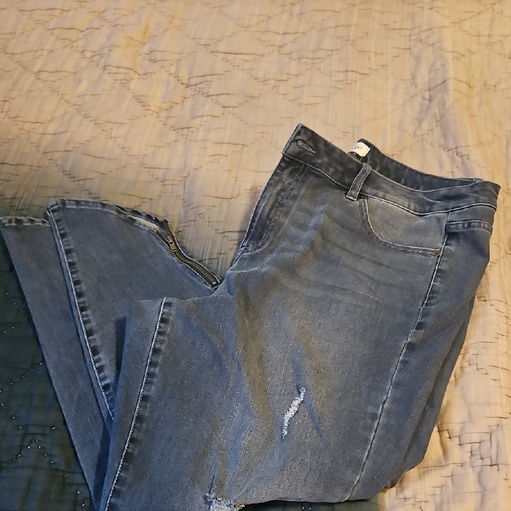 Lane Bryant Classic Blue Denim Distressed Jeans